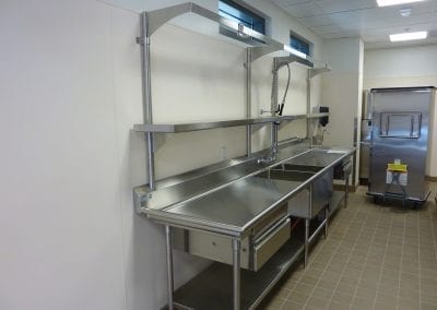 Food Services - Custom Prep Sink with Pot Rack and Drawers - Pacific Stainless Products